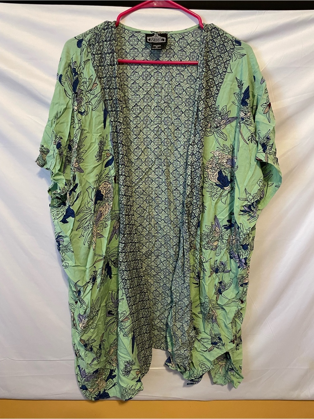 Angie Mint Green and Navy Floral-Print Top